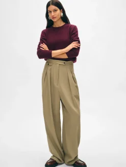 Outlet White + Warren cashmere crewneck Sangria