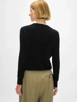 Fashion White + Warren cashmere crewneck Black