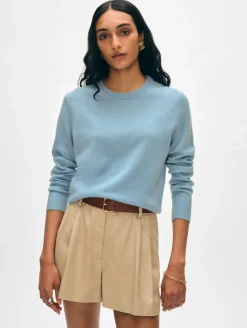 Fashion White + Warren cashmere crewneck SlateBlue