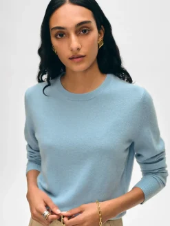 Fashion White + Warren cashmere crewneck SlateBlue