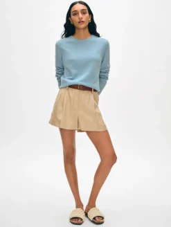 Fashion White + Warren cashmere crewneck SlateBlue