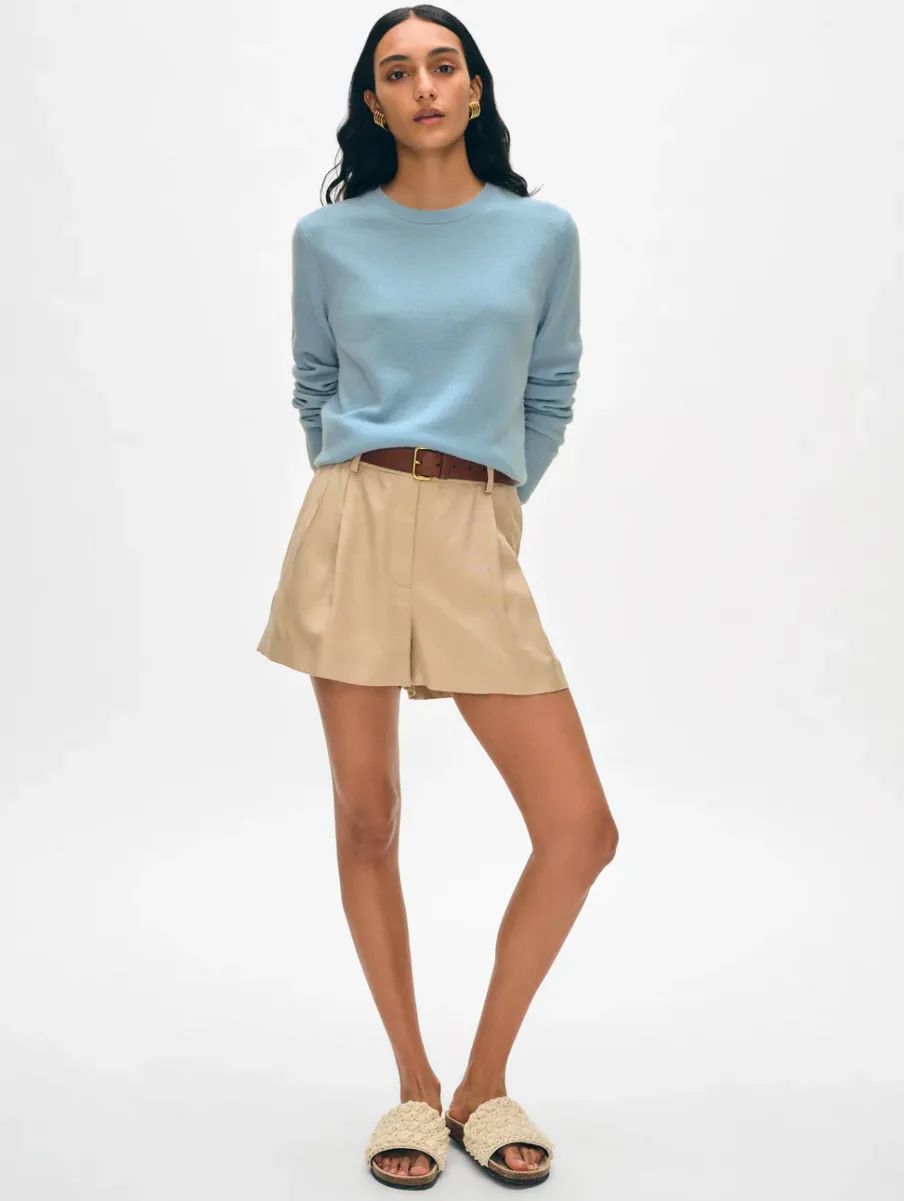 Fashion White + Warren cashmere crewneck SlateBlue