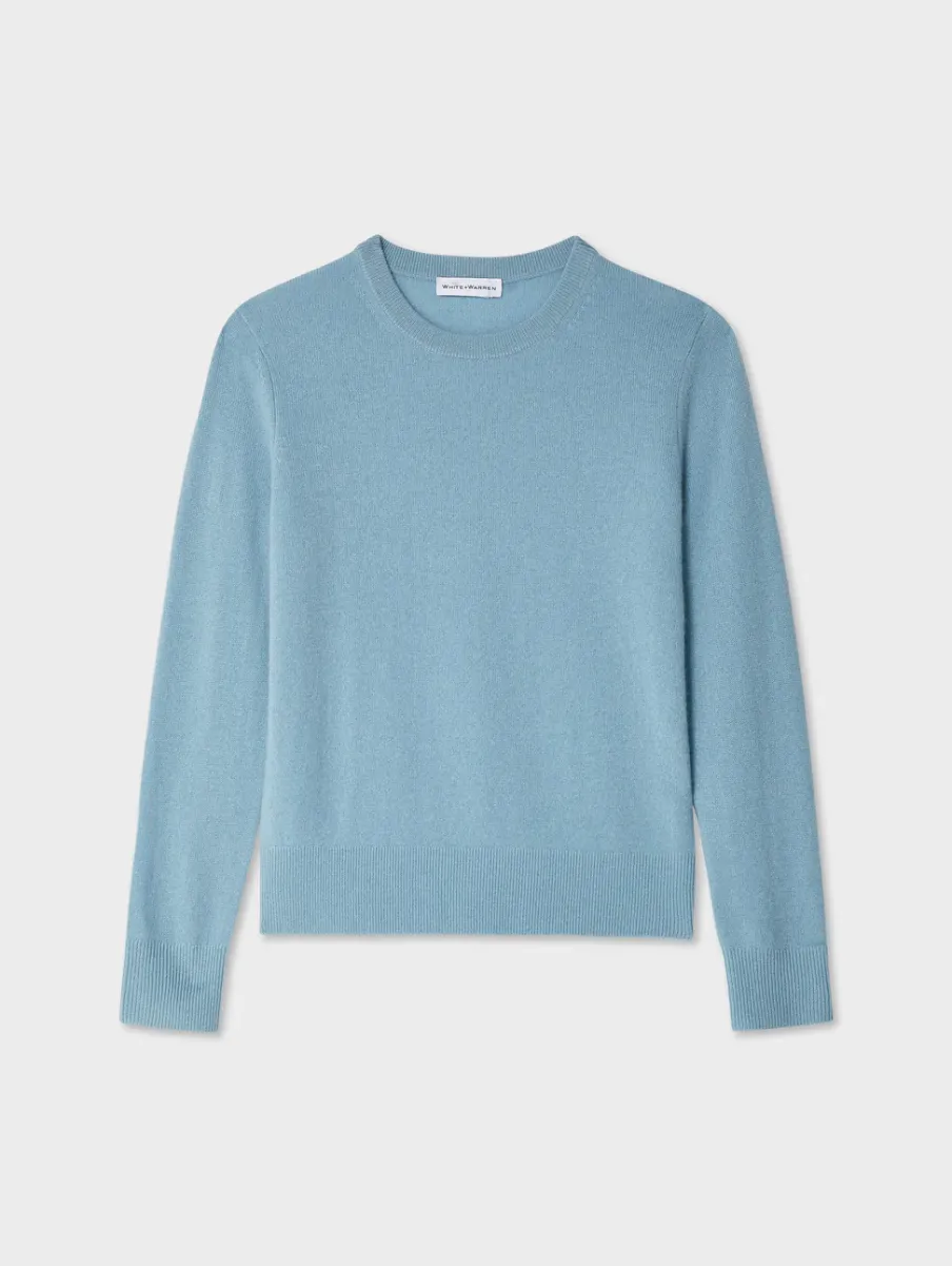 Fashion White + Warren cashmere crewneck SlateBlue
