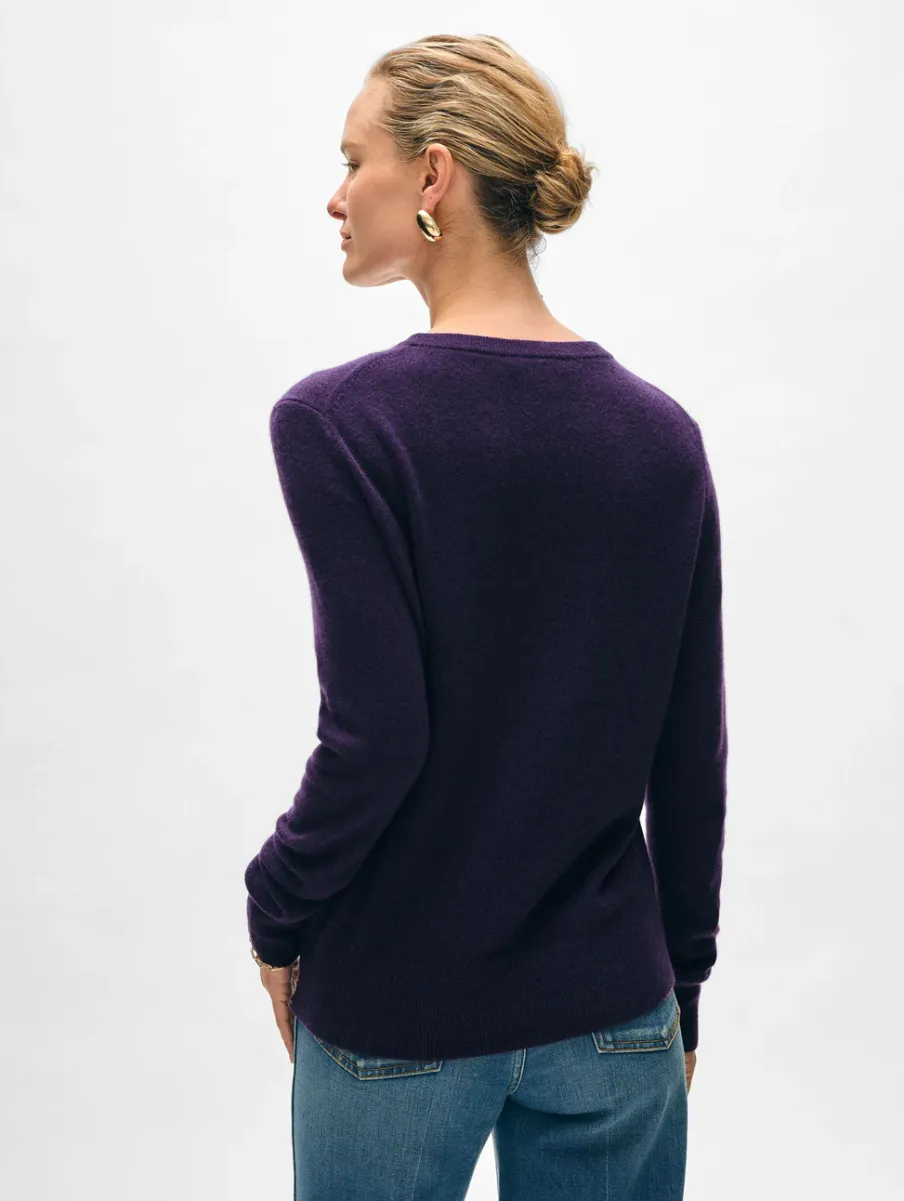 Outlet White + Warren cashmere crewneck MidnightViolet
