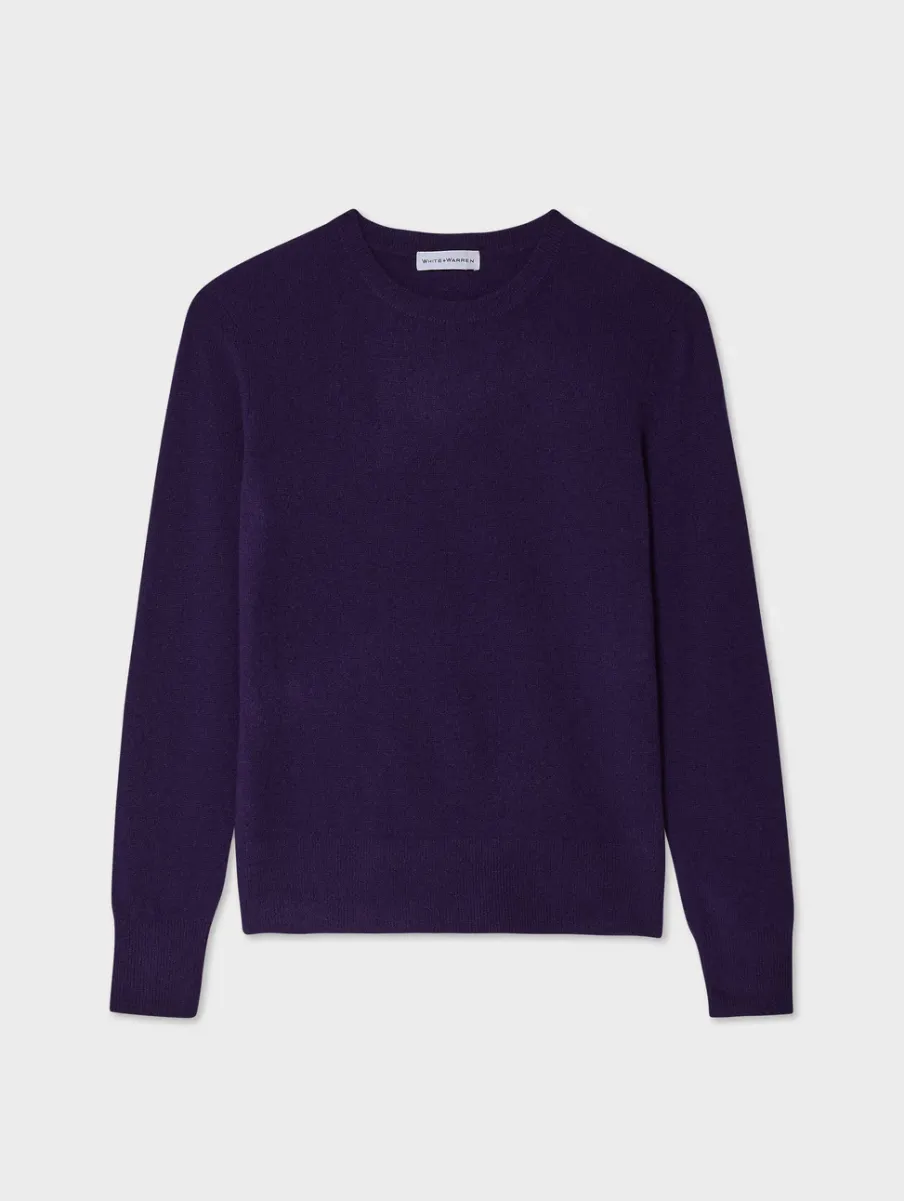 Outlet White + Warren cashmere crewneck MidnightViolet