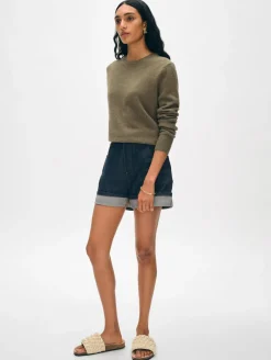 Best White + Warren cashmere crewneck Loden