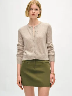 Best White + Warren cashmere crewneck cardigan SandWispHeather