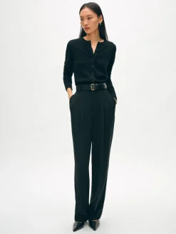 Best White + Warren cashmere crewneck cardigan Black