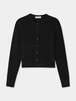 Best White + Warren cashmere crewneck cardigan Black