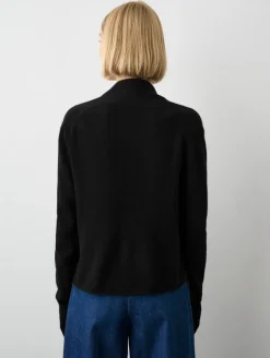 Fashion White + Warren cashmere cropped trapeze cardigan Black