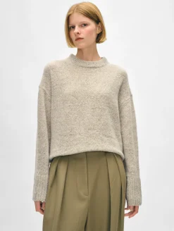Hot White + Warren cashmere donegal easy crewneck SpeckledOat