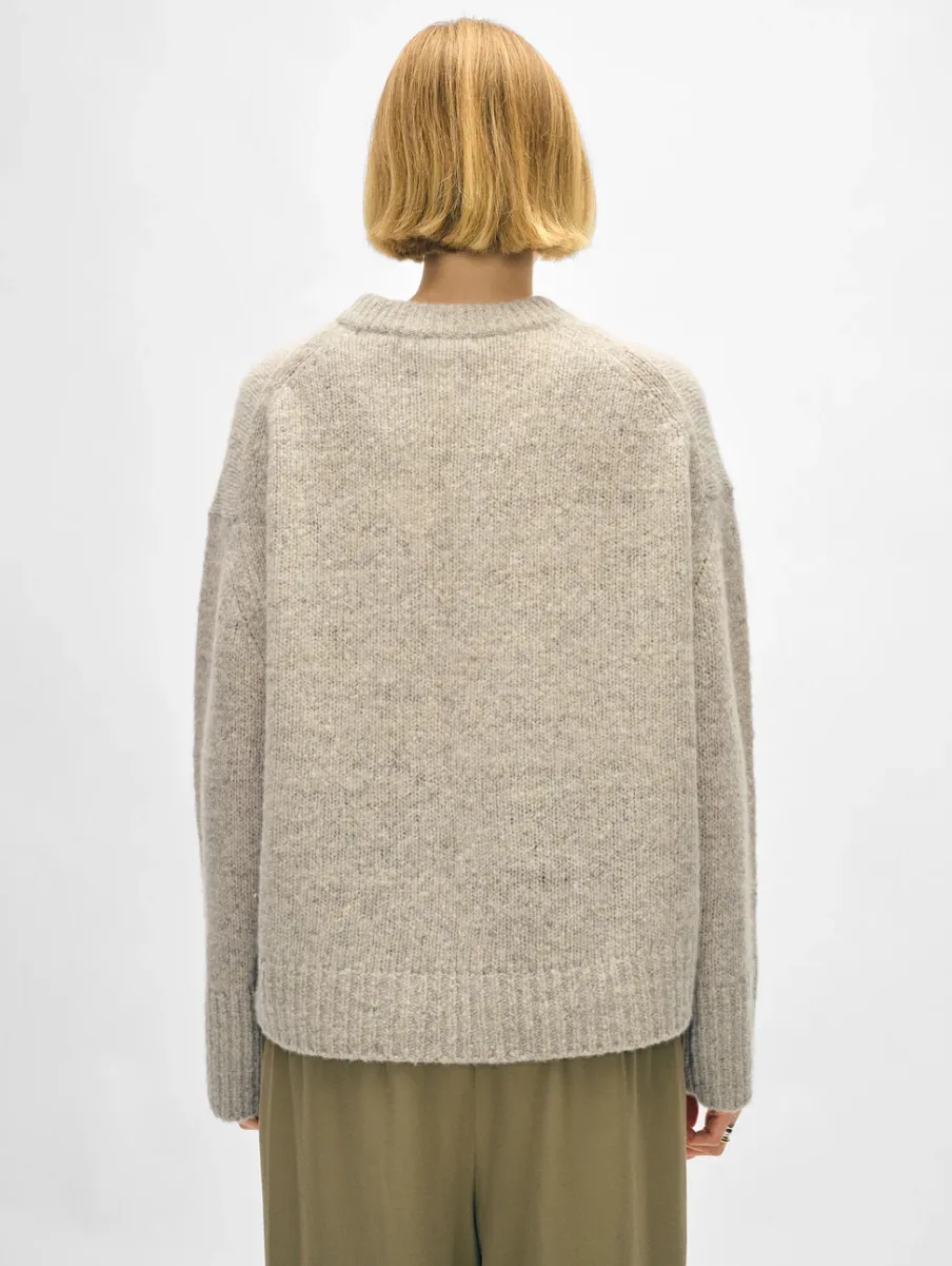 Hot White + Warren cashmere donegal easy crewneck SpeckledOat