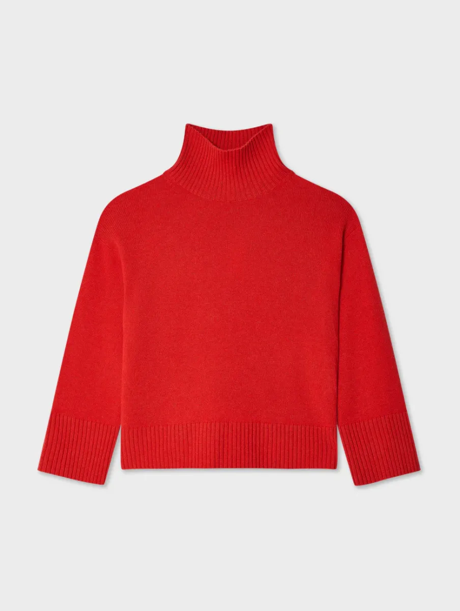 New White + Warren cashmere easy standneck CarmineRed