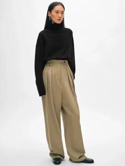 Clearance White + Warren cashmere easy standneck Black