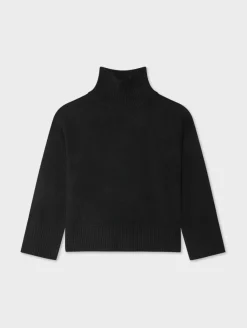 Clearance White + Warren cashmere easy standneck Black
