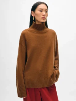 Best White + Warren cashmere easy standneck CedarBrown