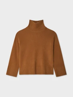 Best White + Warren cashmere easy standneck CedarBrown