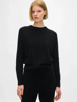 Outlet White + Warren cashmere easy sweatshirt Black