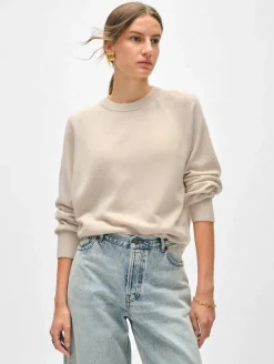 Clearance White + Warren cashmere easy sweatshirt NaturalHeather