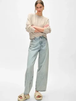 Outlet White + Warren cashmere easy sweatshirt NaturalHeather
