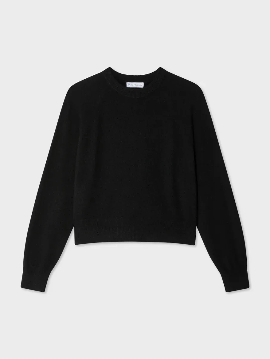 Discount White + Warren cashmere easy sweatshirt Black