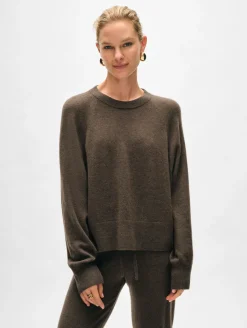 Discount White + Warren cashmere easy sweatshirt RussetBrown