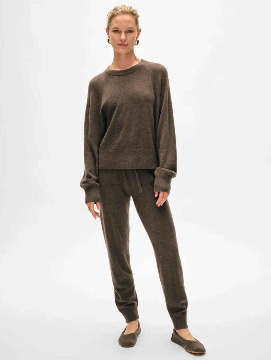Discount White + Warren cashmere easy sweatshirt RussetBrown