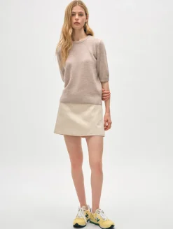 Best White + Warren cashmere elbow sleeve tee SandWispHeather