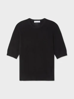 Sale White + Warren cashmere elbow sleeve tee Black