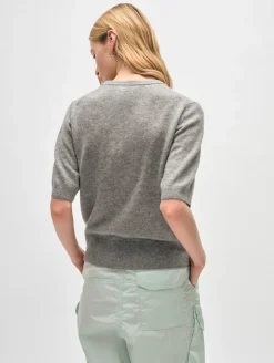 Sale White + Warren cashmere elbow sleeve tee GreyHeather