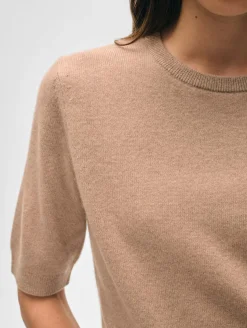 Sale White + Warren cashmere elbow sleeve tee TrueCamel