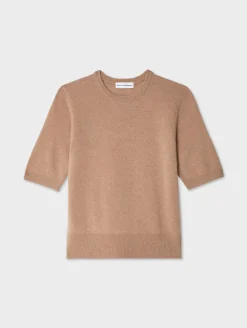 Sale White + Warren cashmere elbow sleeve tee TrueCamel