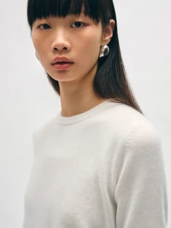 Fashion White + Warren cashmere elbow sleeve tee SoftWhite