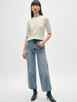 Fashion White + Warren cashmere elbow sleeve tee SoftWhite