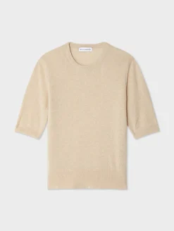Fashion White + Warren cashmere elbow sleeve tee SandWispHeather