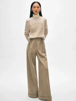 Online White + Warren cashmere fairytale embroidered crewneck Natural/putty