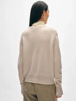 Online White + Warren cashmere fairytale embroidered crewneck Natural/putty