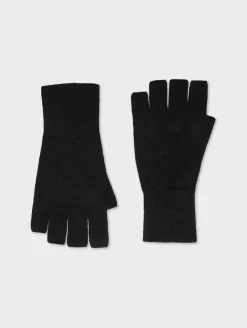 Online White + Warren cashmere fingerless glove Black