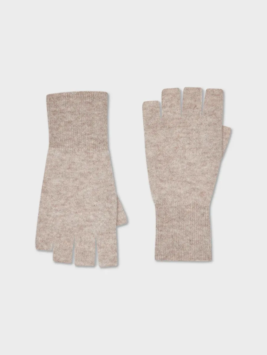 New White + Warren cashmere fingerless glove SandWispHeather