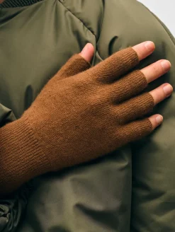Sale White + Warren cashmere fingerless glove CedarBrown