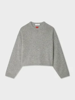 Best White + Warren cashmere heart drop shoulder sweater GreyHeather