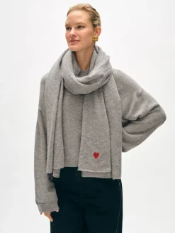 Clearance White + Warren cashmere heart travel wrap GreyHeather