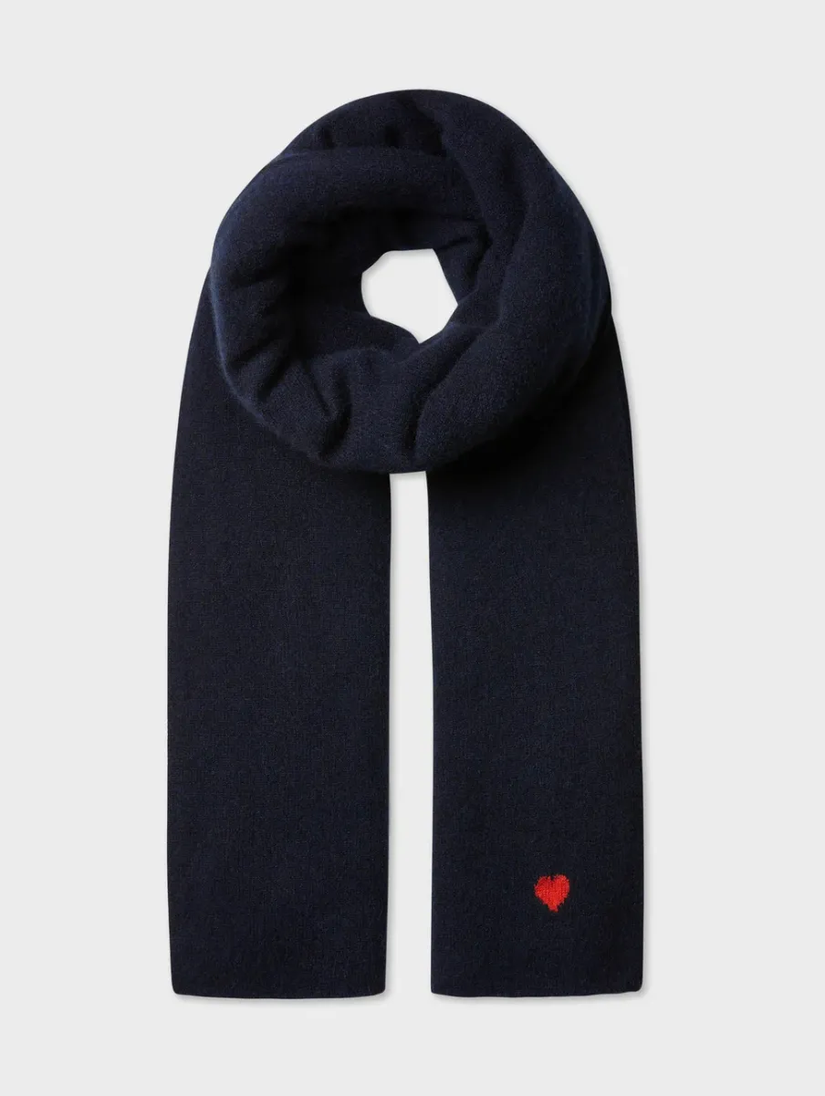 Fashion White + Warren cashmere heart travel wrap DeepNavy