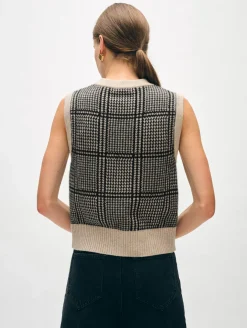 Clearance White + Warren cashmere houndstooth shell Sandwisp/Black