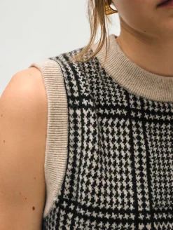 Clearance White + Warren cashmere houndstooth shell Sandwisp/Black