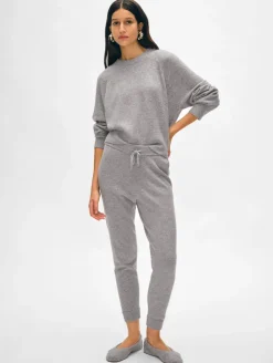 New White + Warren cashmere jogger GreyHeather