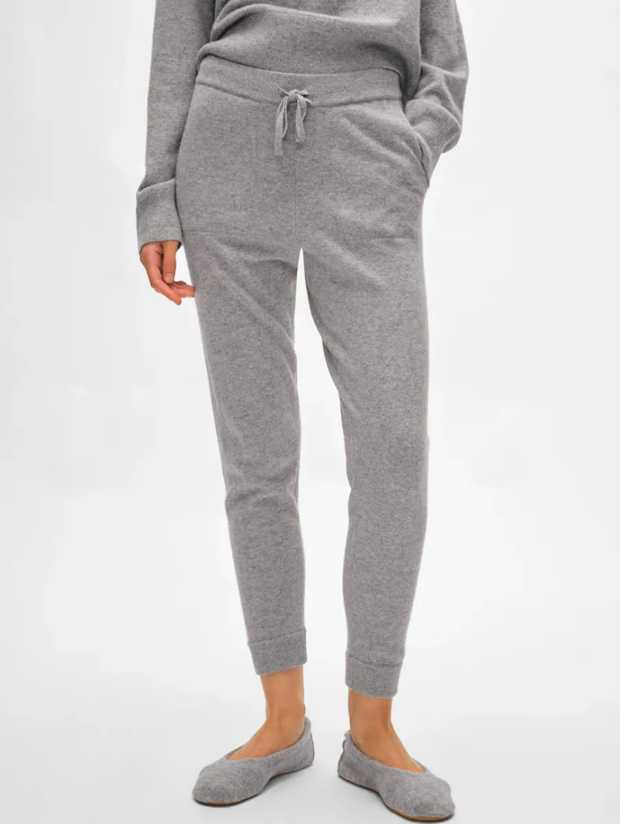 New White + Warren cashmere jogger GreyHeather