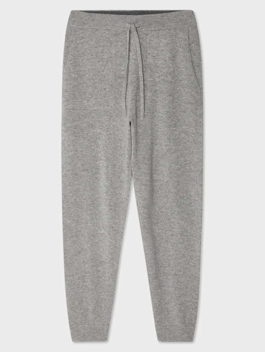 New White + Warren cashmere jogger GreyHeather