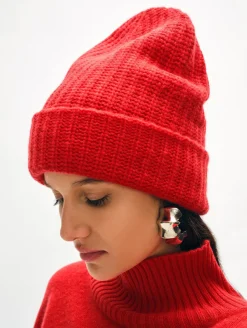 Outlet White + Warren cashmere luxe beanie CarmineRed