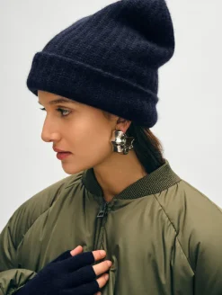 Hot White + Warren cashmere luxe beanie DeepNavy